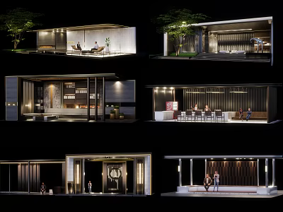 Contemporary Architectural Spaces With Indoor Outdoor Design Wooden Glass Elements Lighting And Seating 3d model