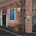 Modern Commercial Street With Tall Buildings Colorful Signs Decorative Awnings And Storefronts