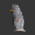 Fluffy 3D Creature With Orange Beak And Short Legs On White Background