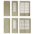 Light Green Casement Doors With Various Panel Glass And Arch Designs