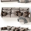 Modern Light Gray Multi Seater Sofa with Plush Pillows and Cozy Throw Blanket 3d model