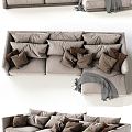 Modern corner sofa fabric multi-person sofa 3d model