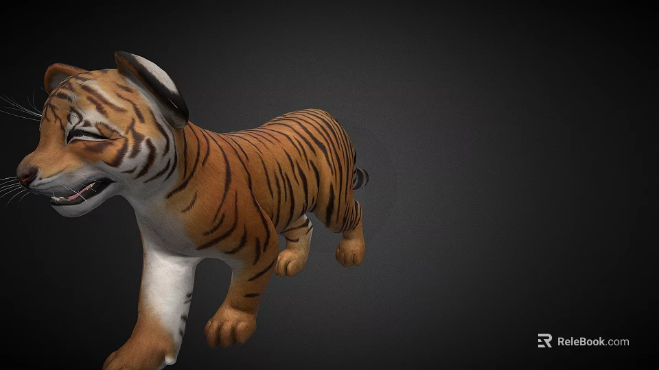 Plush Tiger Stuffed Animal Toy With Orange Black Stripes And Soft Material 3d model 