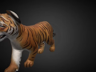 Plush Tiger Stuffed Animal Toy With Orange Black Stripes And Soft Material 3d model