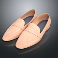 Light Pink Leather Loafers with Simple Smooth Surface Comfortable Flat Sole for Casual Daily Wear