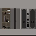 Elegant Modern Wardrobe with Glass Doors Metal Frames Multi-layer Storage and Built-in Lighting