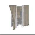 Beige Textured Curtains With Elegant Soft Drape For Modern Home Interior 3d model
