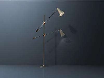 Modern Double Head Floor Lamp With Adjustable Metal Stand And Shadow 3d model
