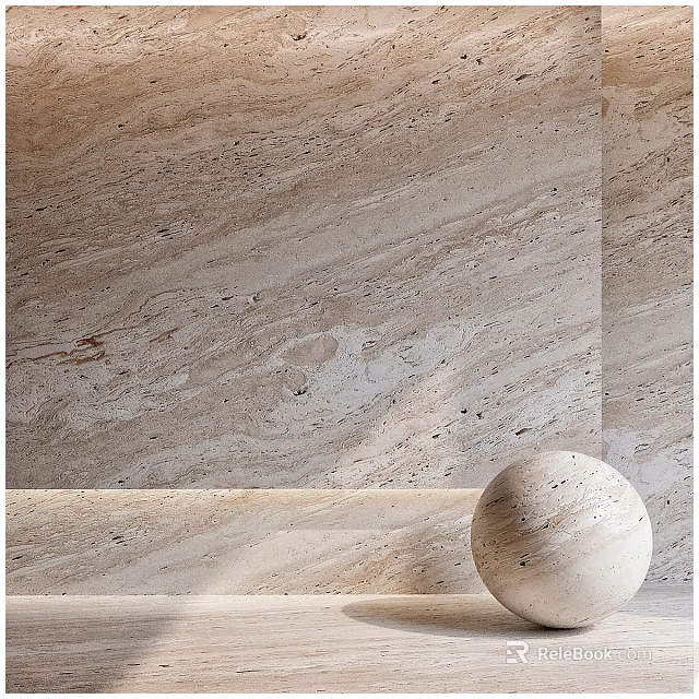 Marble Sphere Component With Beige Textured Wall Background And Smooth Surface Design 3d model 