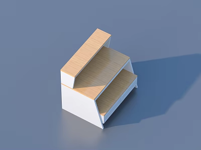 Modern Display Shelf With Wooden Shelves White Frame And Tiered Step Design 3d model