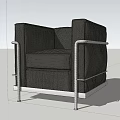 Modern Black Single Sofa With Silver Metal Frame And Armrests Design 3d model
