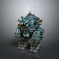 Smart Machine With Teal Colored Mechanical Structure Legs Cannon And Antenna