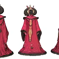 Traditional Clothing Store Showcasing Elegant Red Robes with Fur Trim Details