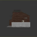 Traditional Japanese Two Story House With Red Wooden Exterior And Dark Tile Roof