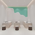 Modern Boutique Interior With Bright White Mint Green Arched Designs Round Mirrors Golden Accents And Potted Plant