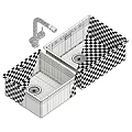 Modern Stainless Steel Kitchen Sink With Square Design Faucet And Color Options