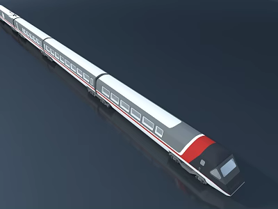 Modern High Speed Train With White Body Red Gray Front And Streamlined Design 3d model