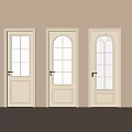 White Hinged Doors With Various Glass Panel Designs And Arched Top Details 3d model
