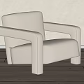 White Modern Single Sofa With Sleek Armrests And Comfortable Seat On Wooden Floor