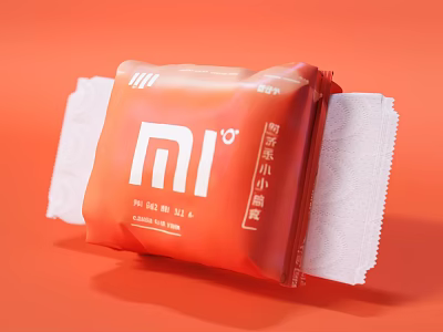 MI Brand Disposable Kitchen Wipes with Red Packaging for Daily Household Supplies 3d model