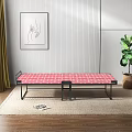 Red Checkered Foldable Bed With Black Metal Frame In Modern Room Setting 3d model