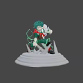 Izuku Midoriya Action Figure With Green Hair Red Scarf And Lightning Effects