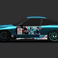Teal Two Door Sports Car With Anime Style Decals Cherry Blossom And Black Rims