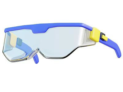 Industrial Safety Goggles With Blue Yellow Frame And Clear Protective Lens 3d model