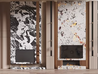 Modern TV Background Wall Villa TV Background Wall Pick-up Empty Villa TV Background Marble Background Wall Transparent Stone Background Wall Wood Decorative Background Wall 3d model