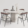 Modern leisure table and chair combination round dining table and chair 3d model