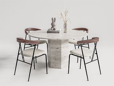 Modern leisure table and chair combination round dining table and chair 3d model