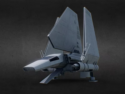 Sci Fi Spaceship With Triangular Wings And Futuristic Gray Body Design 3d model