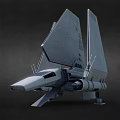 Sci Fi Spaceship With Triangular Wings And Futuristic Gray Body Design