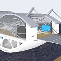 Modern Floating Detached Villa With Glass Structure And Wooden Deck Entry