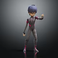 Animated Young Character In Futuristic Suit With Digital Creature 3d model