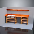 Rustic Kitchen Setup Featuring Wooden Countertop Sink Lower Shelves And Upper Shelf