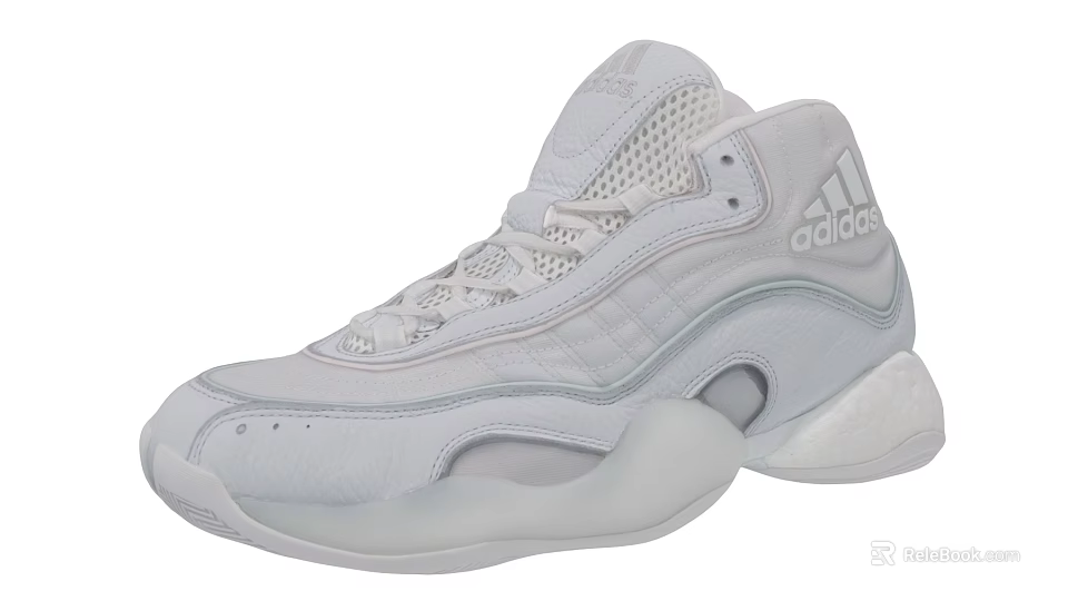Adidas White High Top Sneakers With Mesh Upper Thick Sole And Stripes Logo 3d model 