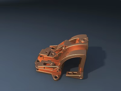 Copper Colored Metal Mechanical Component With Industrial Design And Precision Holes 3d model