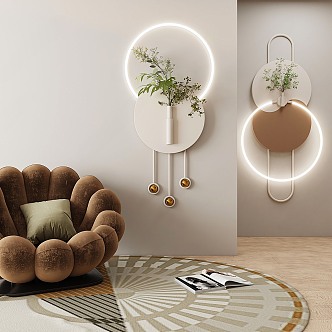 Modern Single Sofa Cream Wall Decoration Wall Painting Lamp 3d model