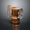 Vintage Commercial Equipment With Brass Metal Structure Circular Reflector Curved Handle And Ribbed Base