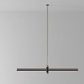 Modern Linear Pendant Light with Black Metal Frame and Illuminated Strip for Contemporary Interior Design