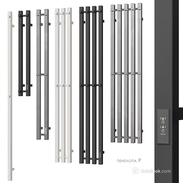 Modern Radiator Design With Black White Silver Colors And Control Panel 3d model