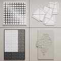 Contemporary Wall Decor Featuring Various Geometric Shapes And Abstract Textured Designs 3d model