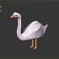 Low Poly Style Swan Character With White Feathers And Orange Beak Legs
