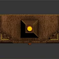 Traditional Brown Wooden Shrine With Pointed Roof Arched Front Windows And Colorful Golden Interior Decorations