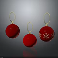 Red Christmas Ornaments With Gold Hooks And Snowflake Design For Holiday Decorations