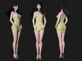 beautiful woman character 3d model