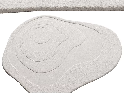 Unique Shaped White Rug With Circular Texture Design 3d model