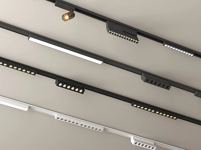 Slim Linear Black And White LED Grille Lights For Modern Ceiling Lighting Design 3d model