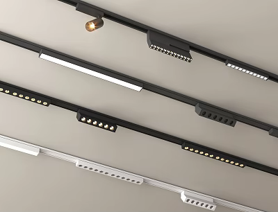 Slim Linear Black And White LED Grille Lights For Modern Ceiling Lighting Design 3d model